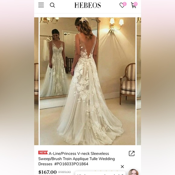 Looks Lace Hebeos Wedding Dress Reviews Hebeos Dresses Beautiful Never Used  White Wedding Dress Poshmark